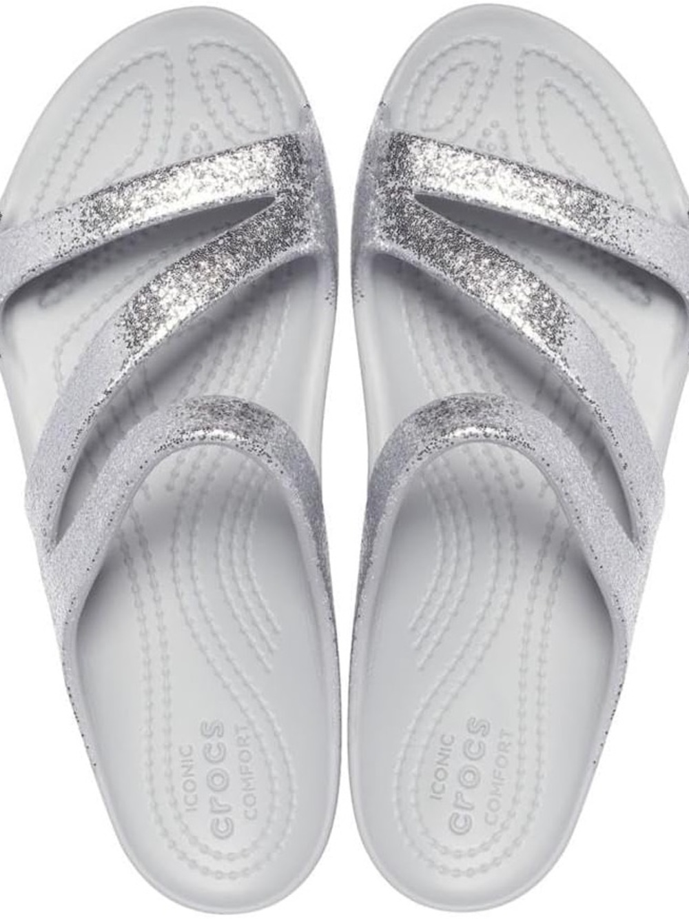 CROCS Women's Silver Glitter Sandals - Picture 4 of 6